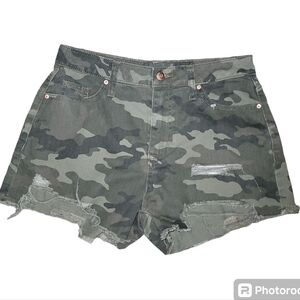 No Boundaries Juniors Sz 3 High Rise Ripstop Camo Cut-off Shorts Tacticool Retro
